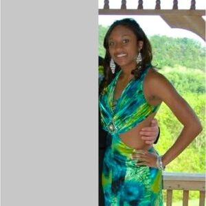 Blue Green Beaded Halter Maxi Dress